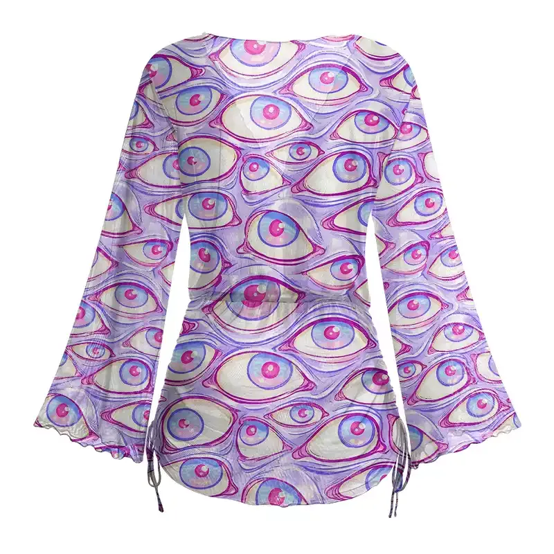 Soulisfree Lavender Dream Eyes Sheer Mesh Cover Up