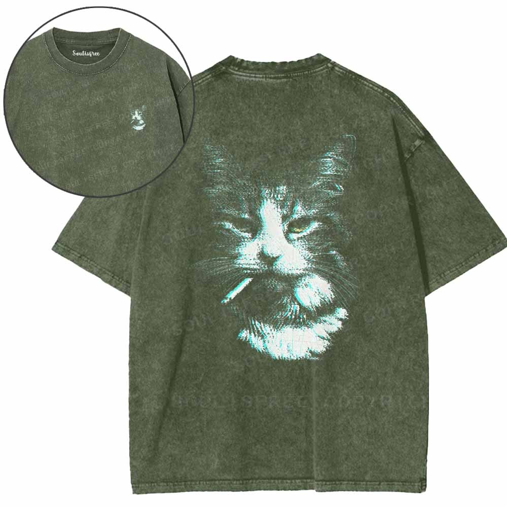 Soulisfree  Nicotine Nine Lives Washed Tee