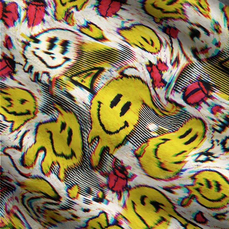 Soulisfree Happiness In A Glitched Reality Fuzzy Cardigan Sweater