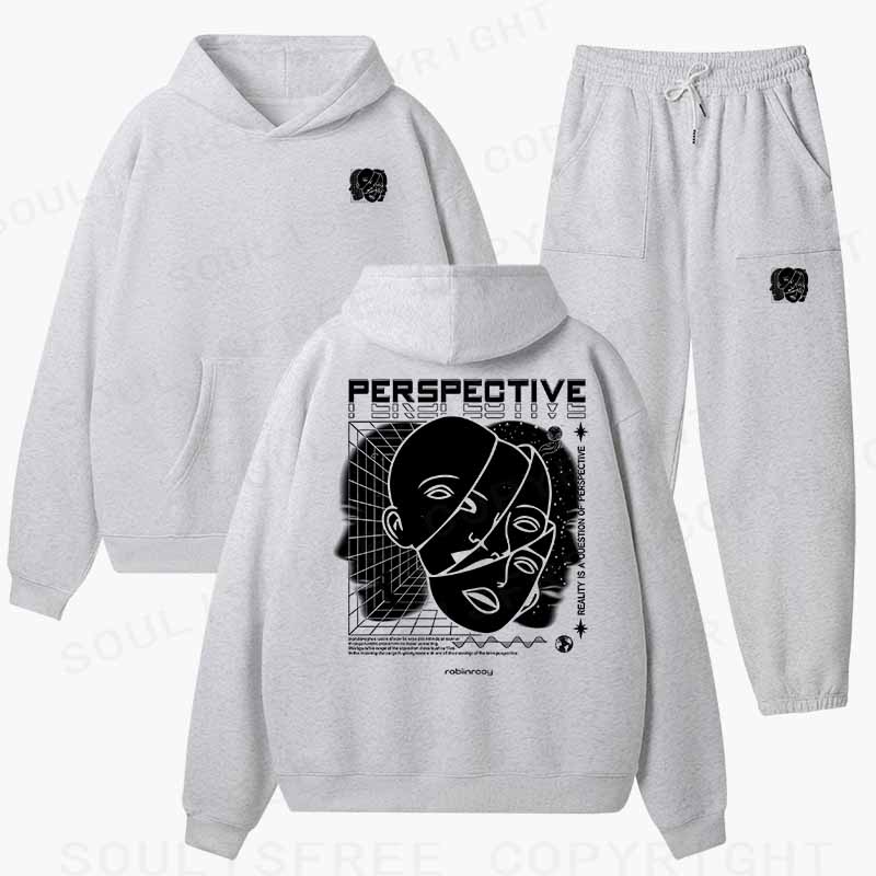 Soulisfree  Fractured Gaze Cognitive Lattice Cotton Fleece Hoodie Set