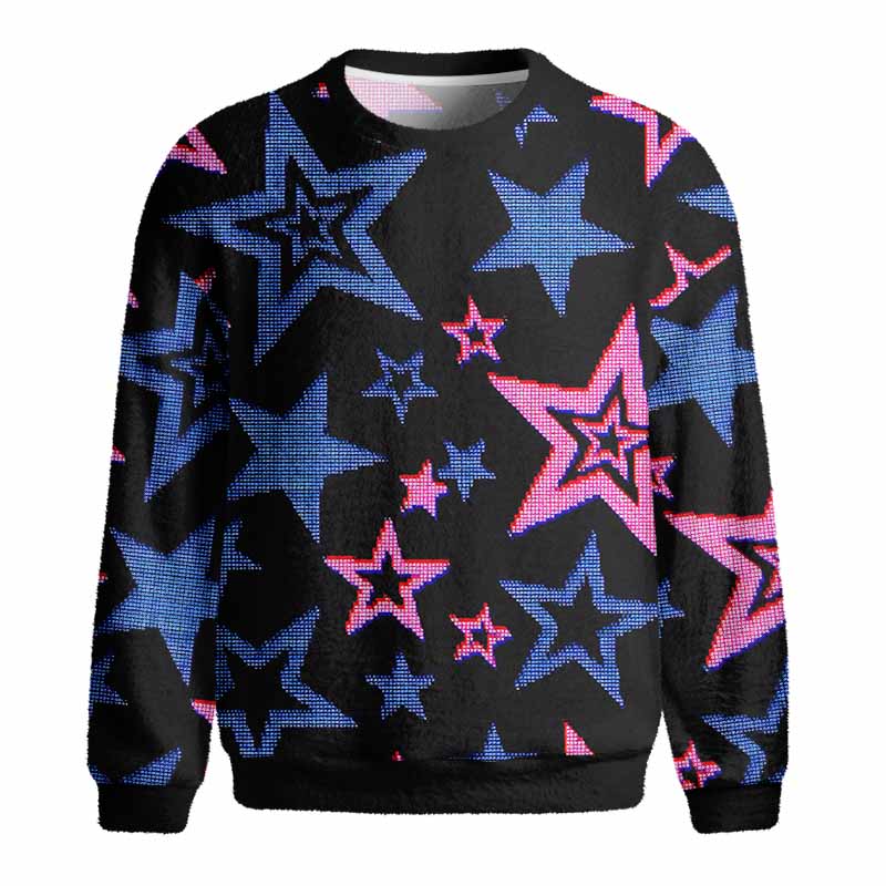 Soulisfree Glow-In-The-Dark Stars Fuzzy Crewneck Sweater