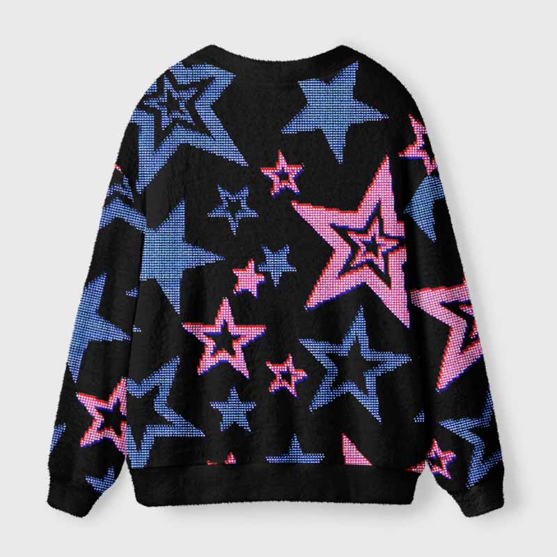 Soulisfree Glow-In-The-Dark Stars Fuzzy Cardigan Sweater
