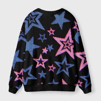 Soulisfree Glow-In-The-Dark Stars Fuzzy Cardigan Sweater