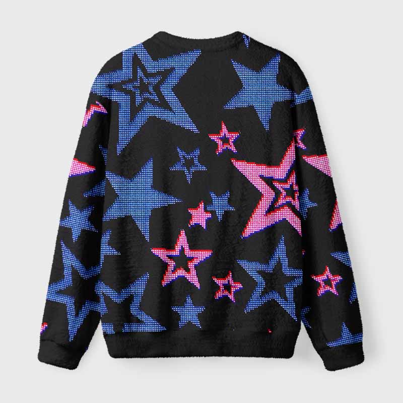 Soulisfree Glow-In-The-Dark Stars Fuzzy Crewneck Sweater