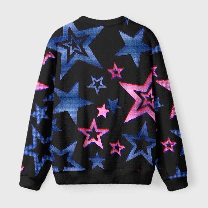 Soulisfree Glow-In-The-Dark Stars Fuzzy Crewneck Sweater