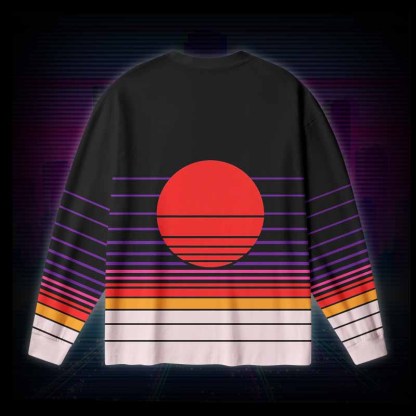 Soulisfree Synthwave Gradient Sunset Long Sleeve Cotton Tee