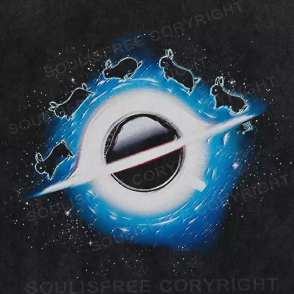 Bunnies Black Hole Washed Space T-shirt
