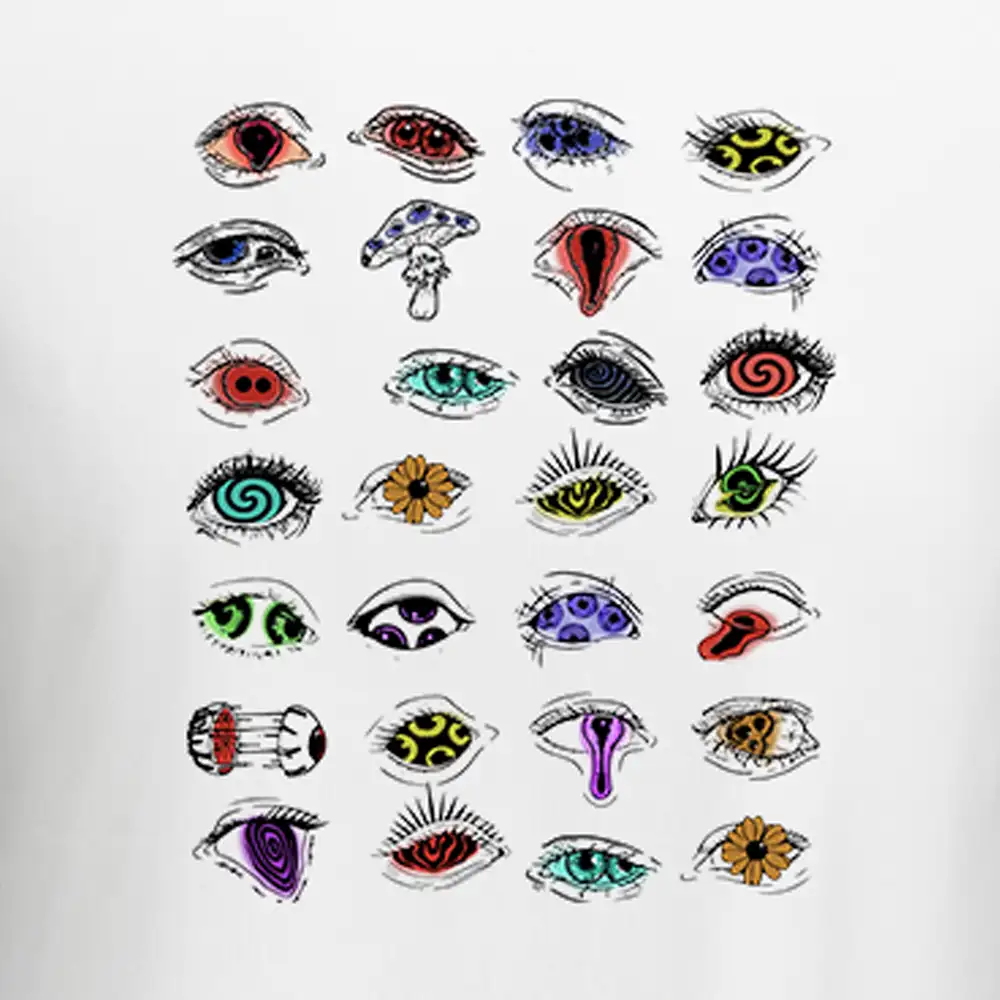 The Psychedelic Eyes Of All Beings Block Raglan Long Sleeve Crop Top