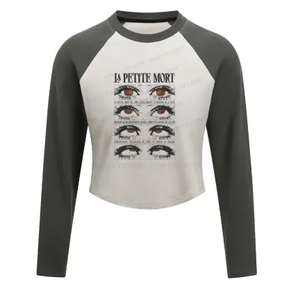 Eyes Evolution Block Raglan Long Sleeve Crop Top