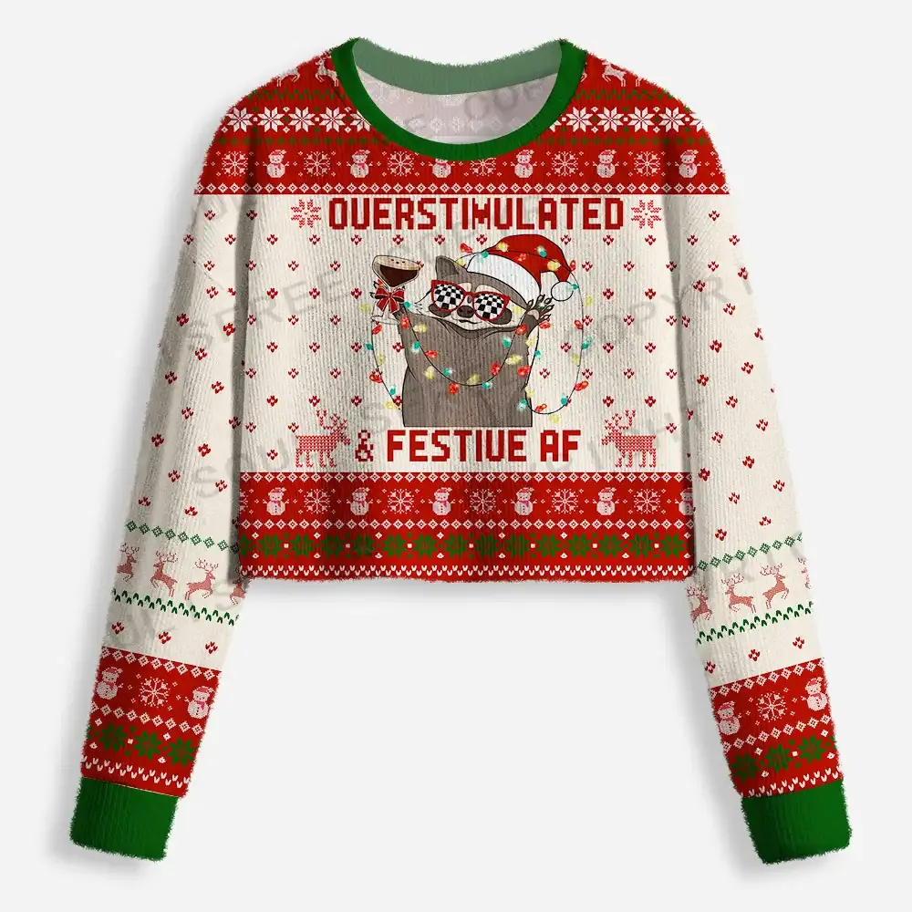 Everyday Is Trash Day Cropped Ugly Christmas Sweater