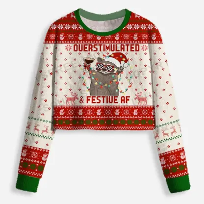 Everyday Is Trash Day Cropped Ugly Christmas Sweater