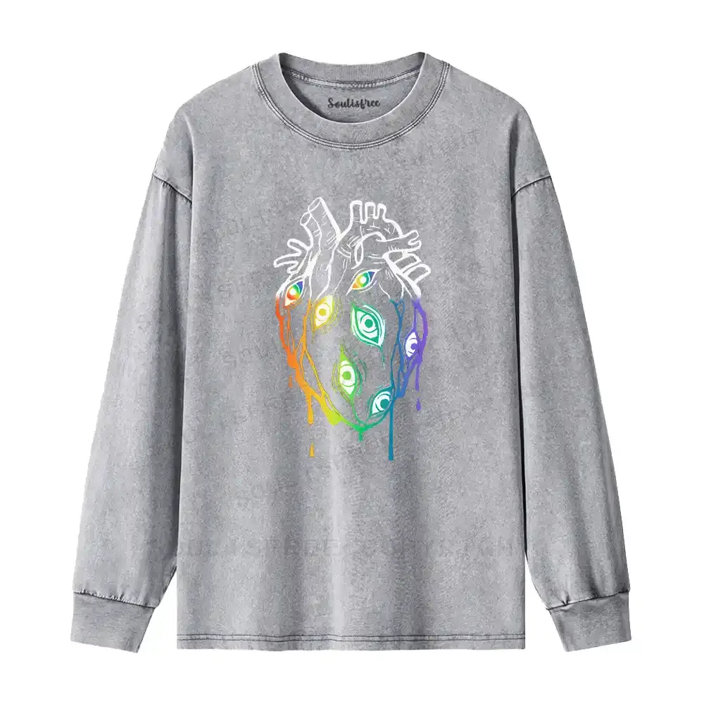 Eyes Within the Heart Washed Long Sleeve Shirt