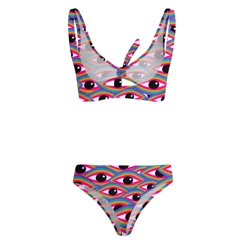 Soulisfree Rainbow Ocular Wave Glitch Bow Bikini