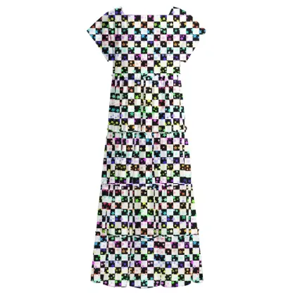 Soulisfree  Cosmic Check  Square Neck Maxi Dress