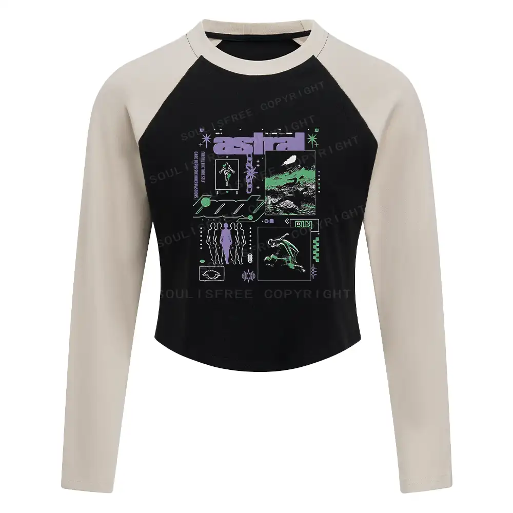 Personalized Be The Master Of Your Own Life Mesh Jersey Block Raglan Long Sleeve Crop Top