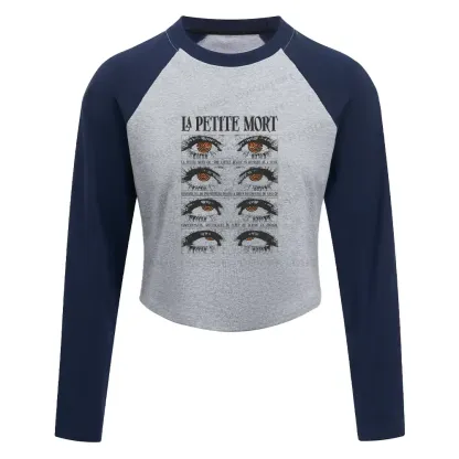 Eyes Evolution Block Raglan Long Sleeve Crop Top