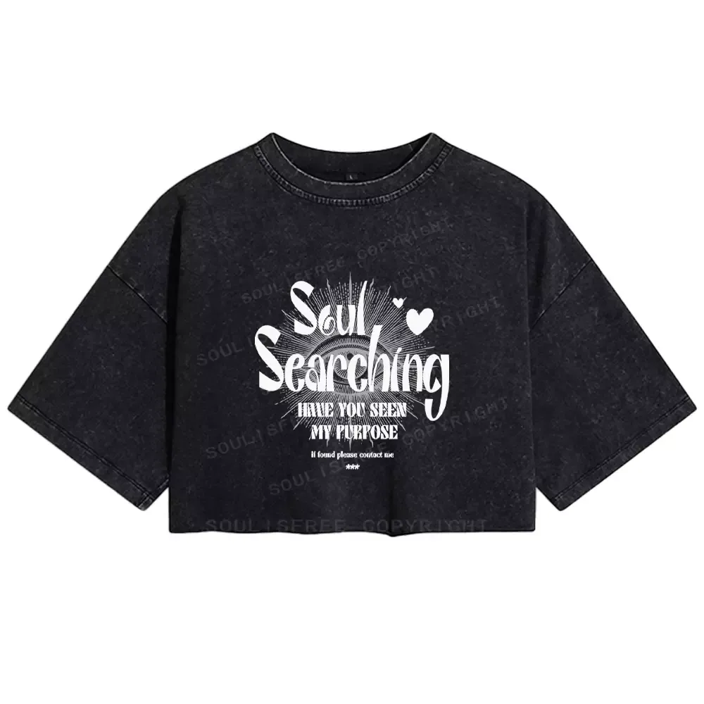 Designed SOUL SEARCHING Washed Crop T-shirt