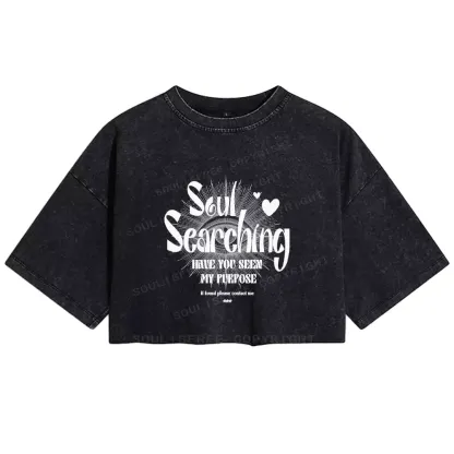 SOUL SEARCHING Washed Crop T-shirt