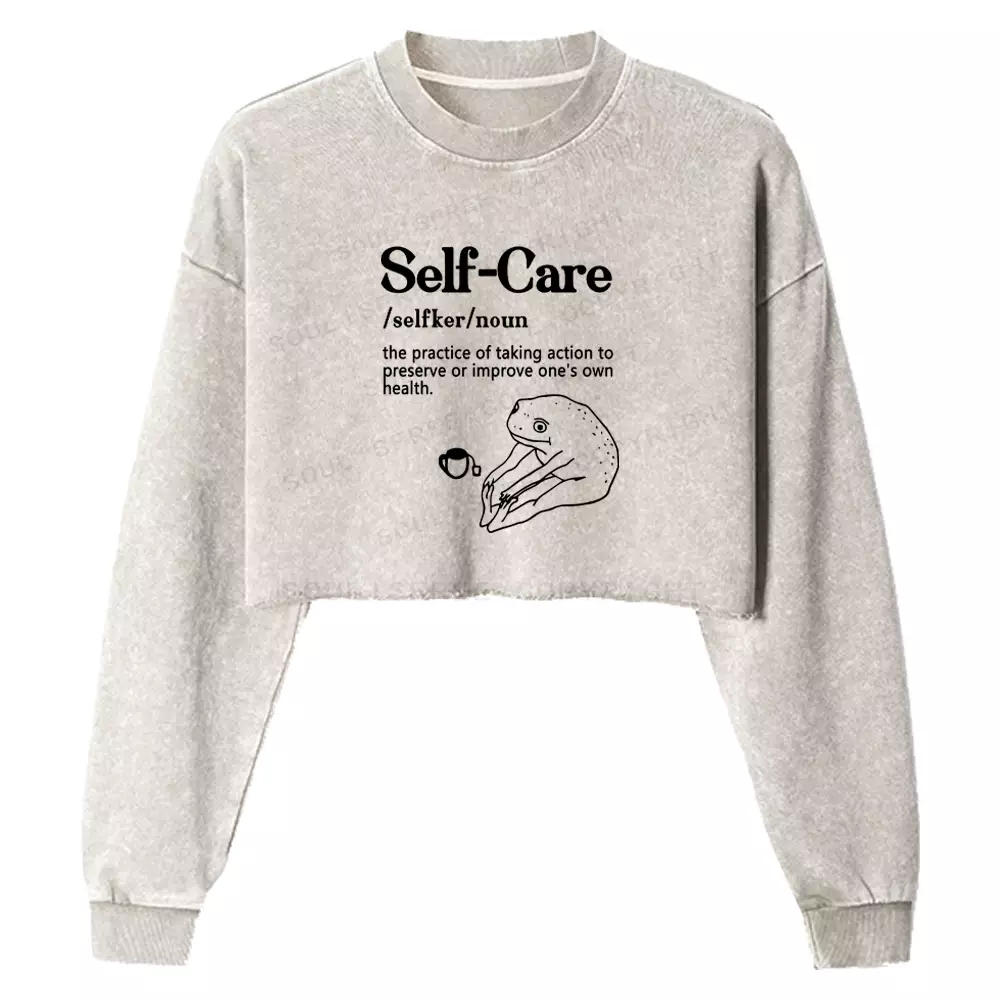 Self Care Washed Cropped Sweatshirt