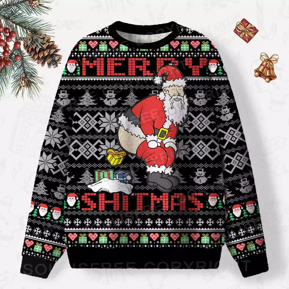 Merry Shitmas Ugly Christmas Knit Sweatshirt