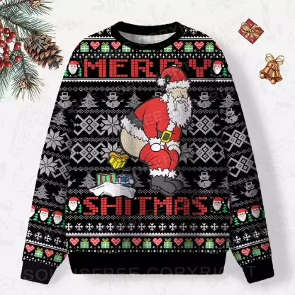 Merry Shitmas Ugly Christmas Knit Sweatshirt