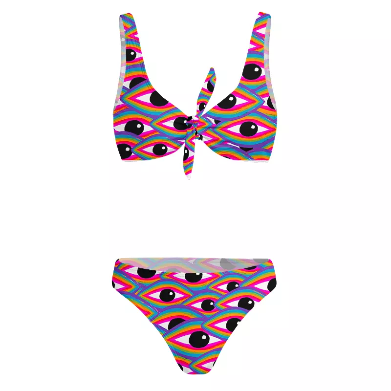 Soulisfree Rainbow Ocular Wave Glitch Bow Bikini