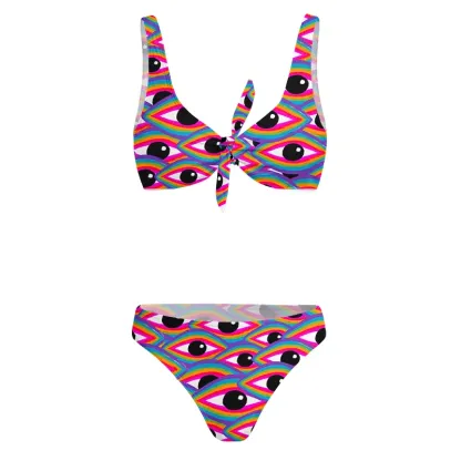 Soulisfree Rainbow Ocular Wave Glitch Bow Bikini