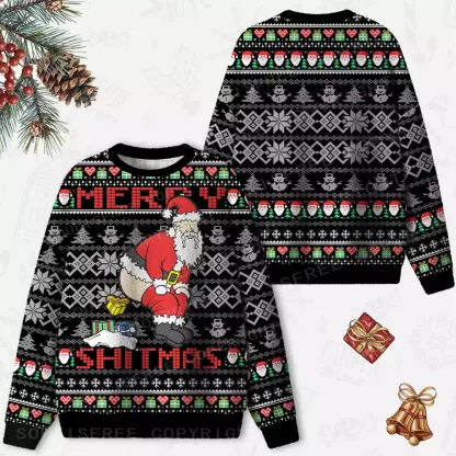 Merry Shitmas Ugly Christmas Knit Sweatshirt