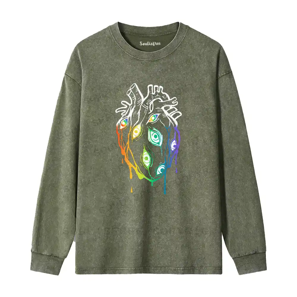 Eyes Within the Heart Washed Long Sleeve Shirt