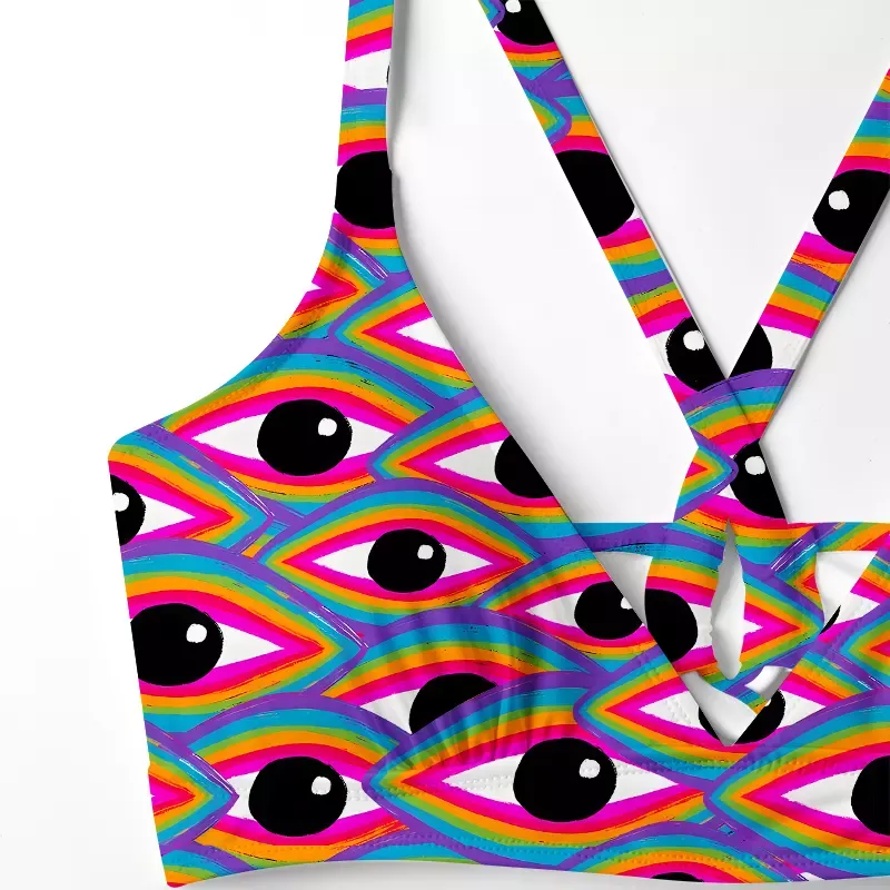 Soulisfree Rainbow Ocular Wave  Glitch Cross Bikini