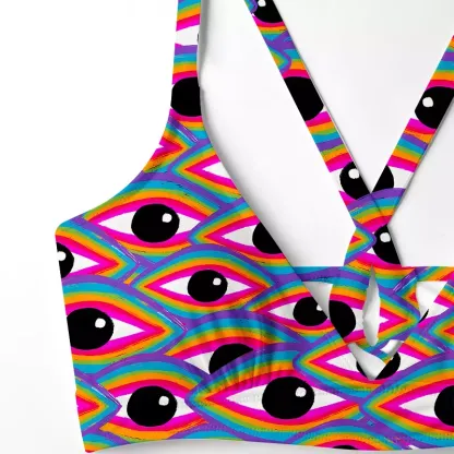 Soulisfree Rainbow Ocular Wave  Glitch Cross Bikini