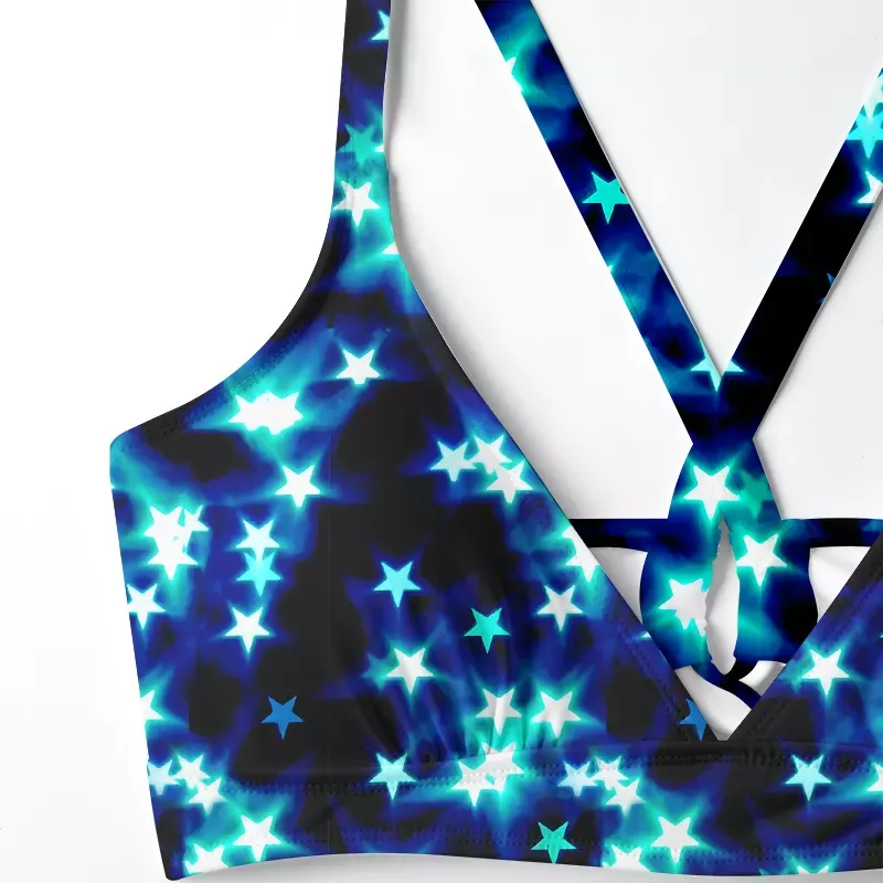 Soulisfree Neon Night Sky  Glitch Cross Bikini