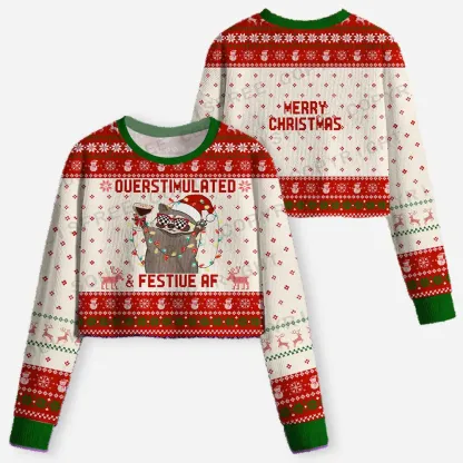 Everyday Is Trash Day Cropped Ugly Christmas Sweater