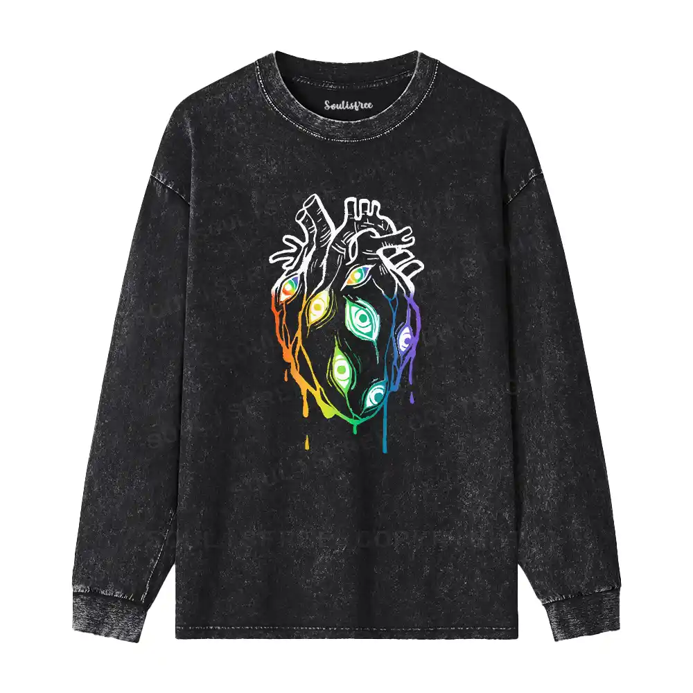 Eyes Within the Heart Washed Long Sleeve Shirt