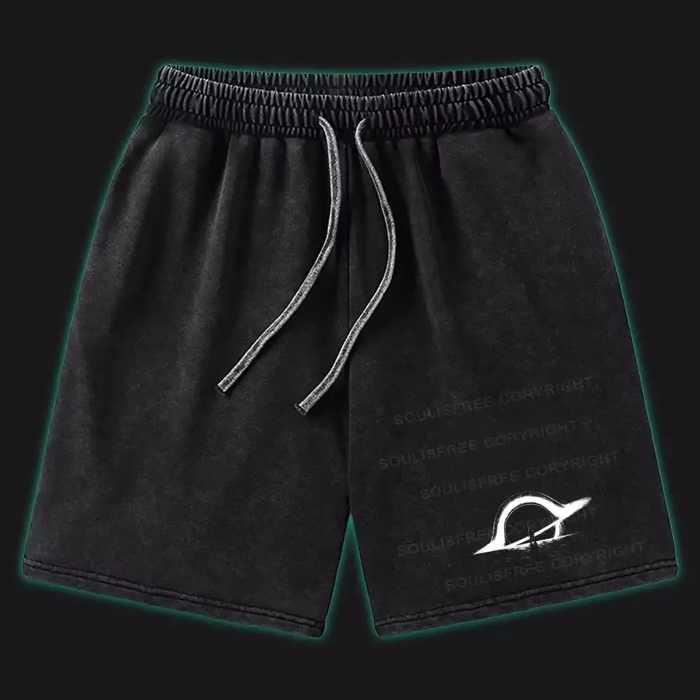 Designed Face Alone Washed Shorts