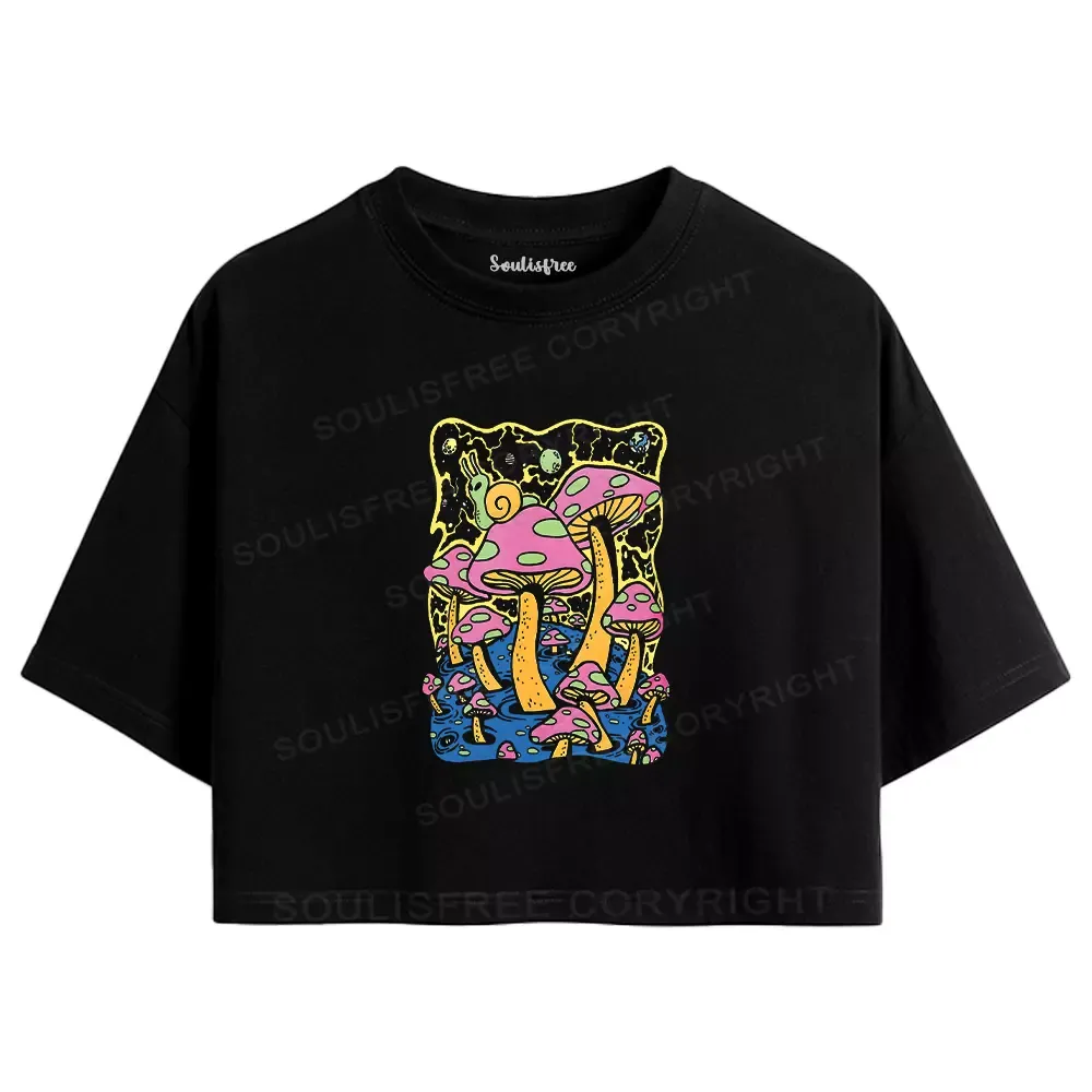 Designed Mushroom World Crop Top