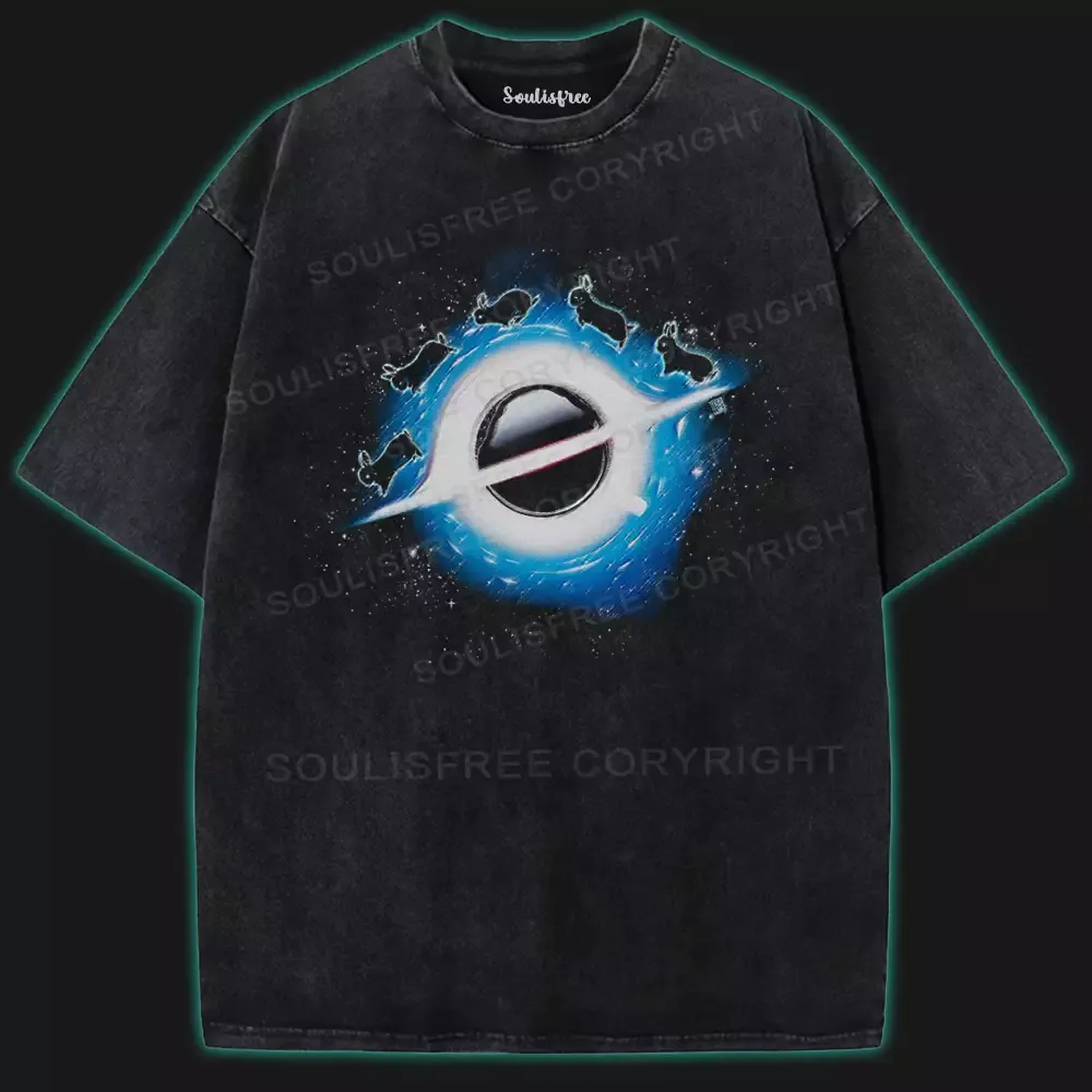 Designed Bunnies Black Hole Washed Space T-shirt