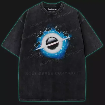 Bunnies Black Hole Washed Space T-shirt
