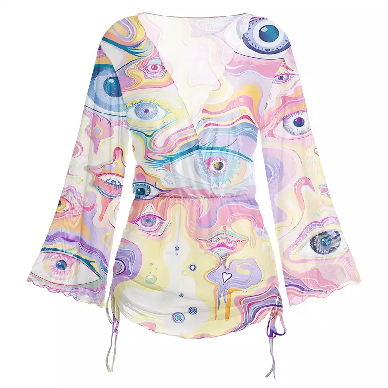 Soulisfree Psy Gaze Slip Sheer Mesh Cover Up