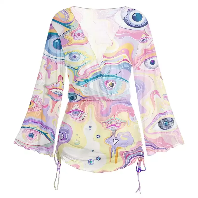 Soulisfree Psy Gaze Slip Sheer Mesh Cover Up