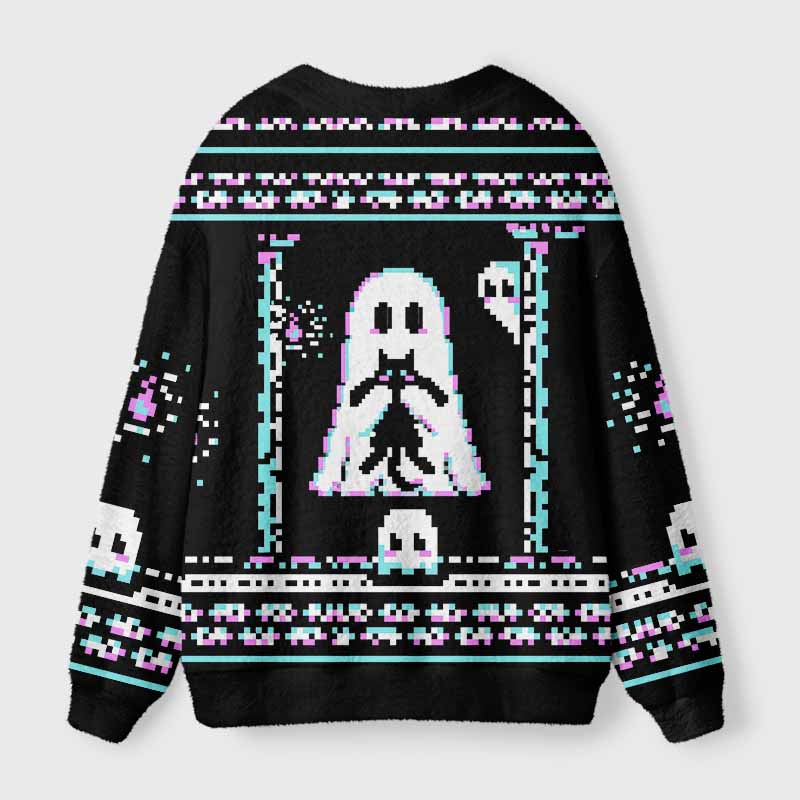 Soulisfree GHOST IN THE SYSTEM Fuzzy Cardigan Sweater 