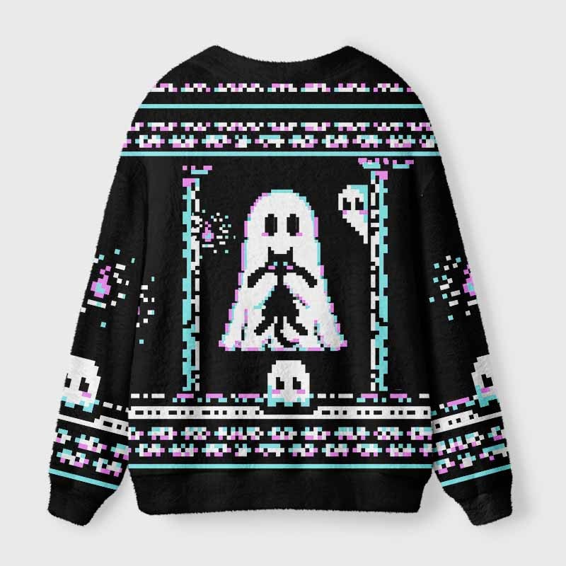 Soulisfree GHOST IN THE SYSTEM Fuzzy Cardigan Sweater 