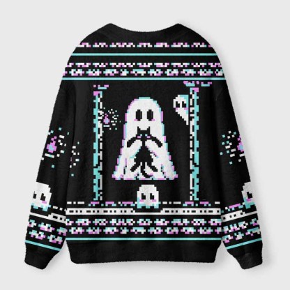Soulisfree GHOST IN THE SYSTEM Fuzzy Cardigan Sweater 