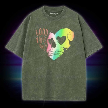 Soulisfree Good Vibes Only Skull Washed Tee