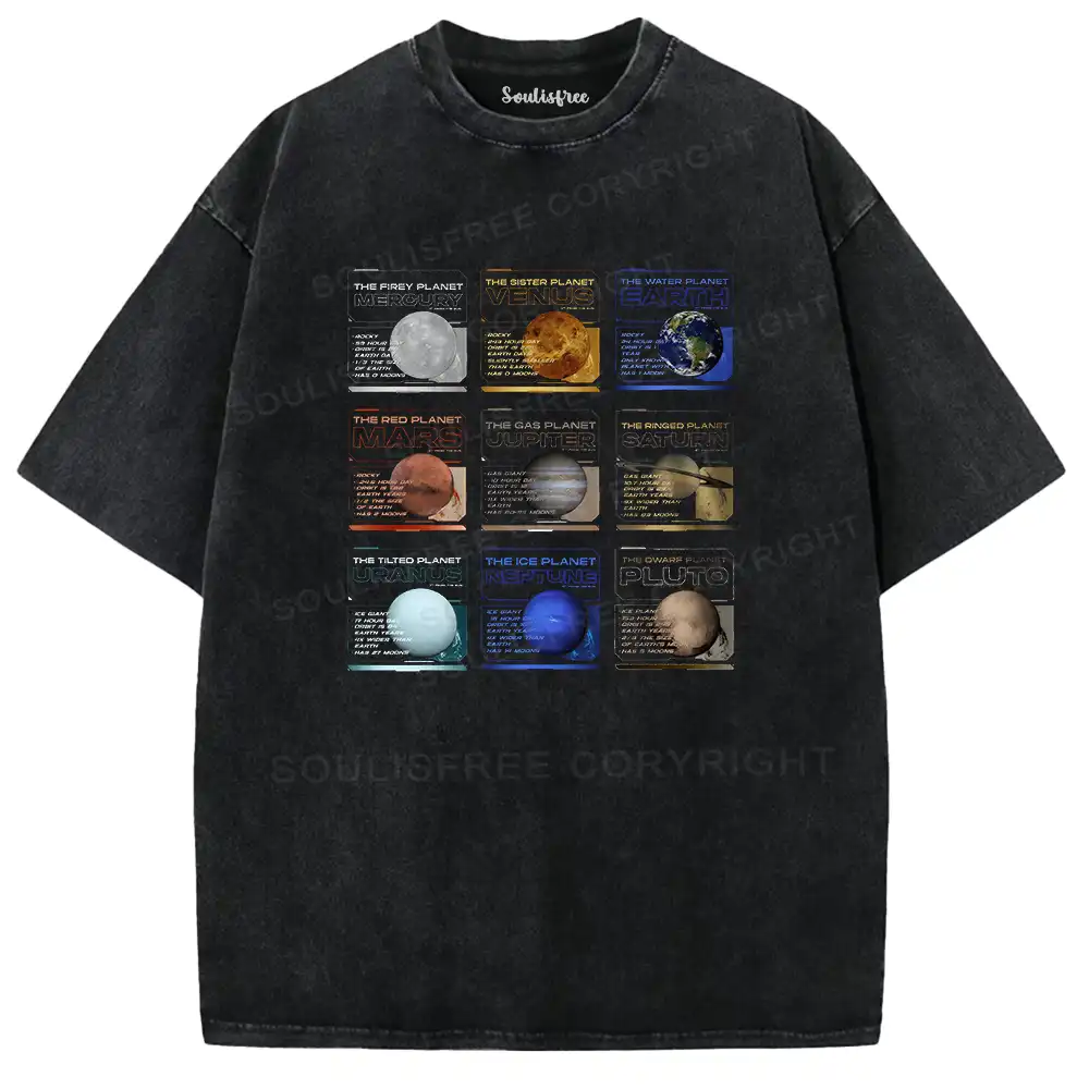 Nine Planets Washed Space T-shirt