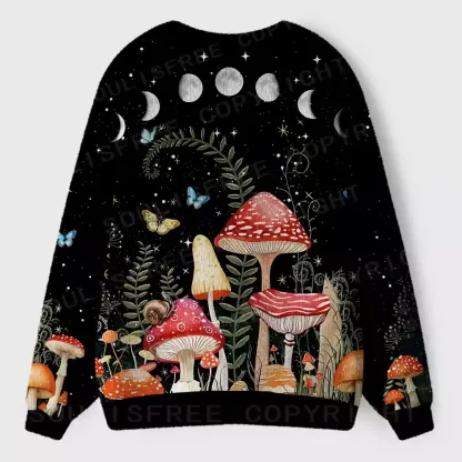 Moonlit Mushroom Forest Ugly Cardigan Sweaters 