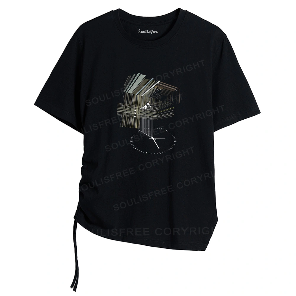 Secret Behind The Bookshelf Asymmetrical Top With Side Drawstring