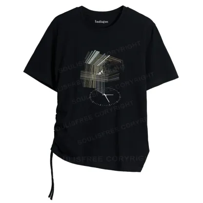 Secret Behind The Bookshelf Asymmetrical Top With Side Drawstring