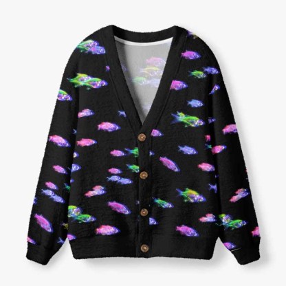 Soulisfree The Ocean Beyond Reality Fuzzy Cardigan Sweater
