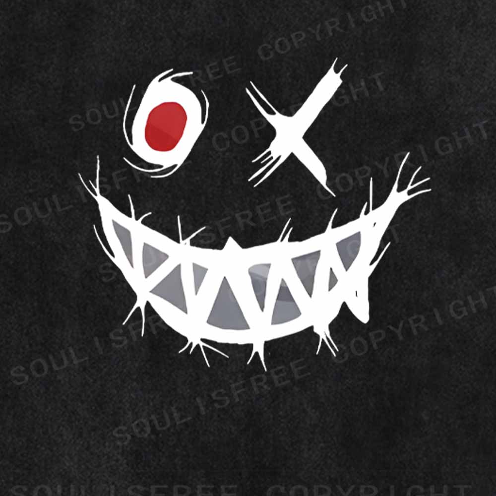 Soulisfree  Funny Smiley Face Washed Tee